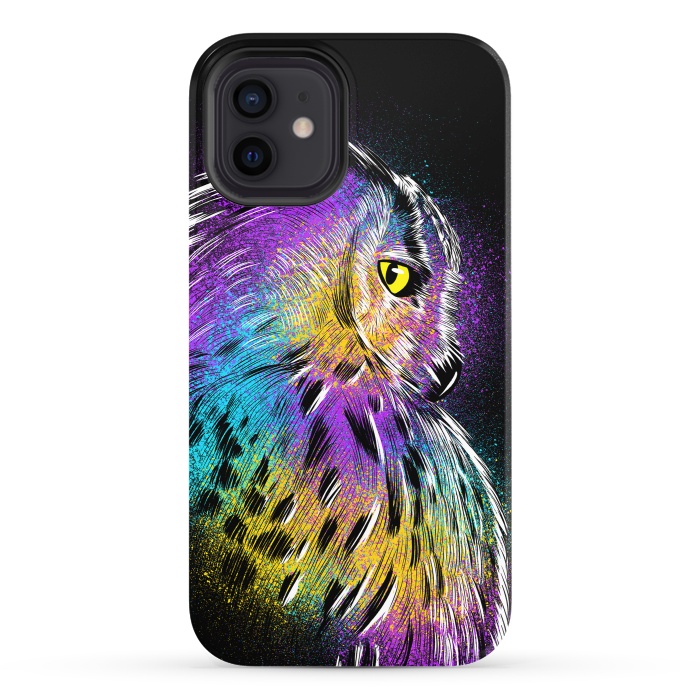 iPhone 12 StrongFit Sketch Owl Colorful by Alberto
