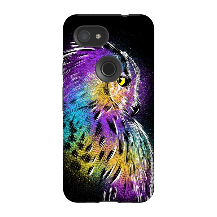 Pixel 3A StrongFit Sketch Owl Colorful by Alberto
