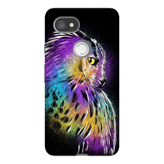Pixel 2XL StrongFit Sketch Owl Colorful by Alberto
