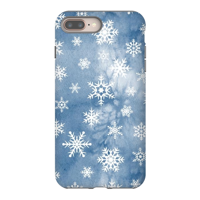 iPhone 7 plus StrongFit Blue white watercolor Christmas snowflakes by Oana 