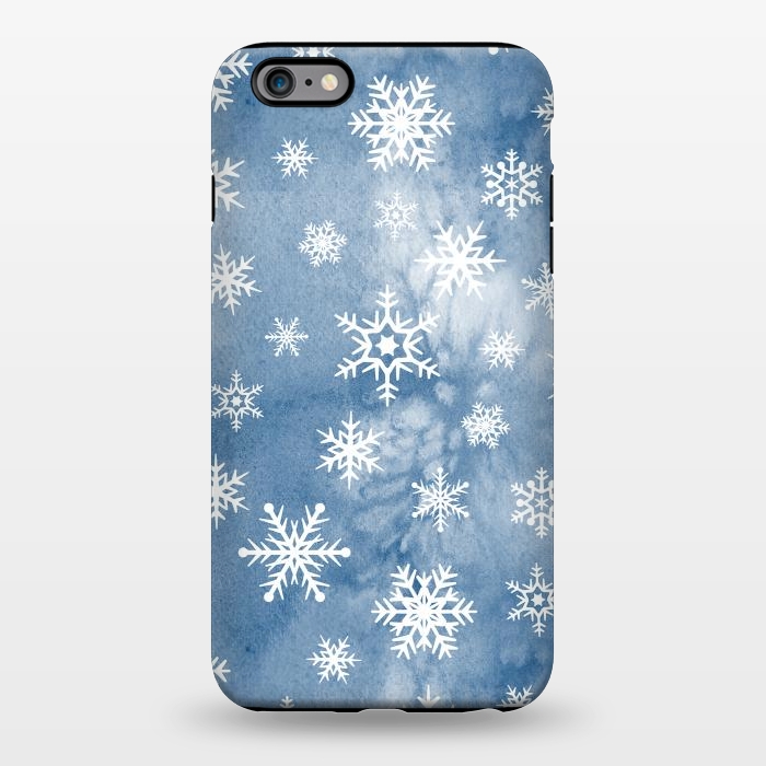 iPhone 6/6s plus StrongFit Blue white watercolor Christmas snowflakes by Oana 