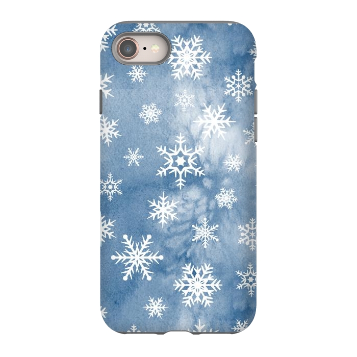 iPhone SE StrongFit Blue white watercolor Christmas snowflakes by Oana 
