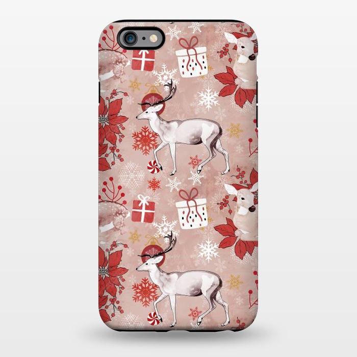 iPhone 6/6s plus StrongFit Deers and Christmas ornaments red pink by Oana 