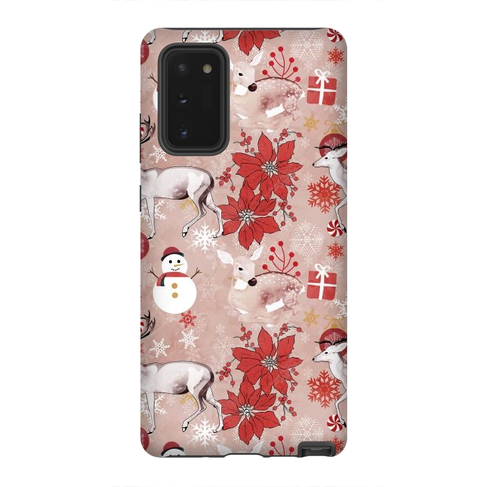 Galaxy Note 20 StrongFit Deers and Christmas ornaments red pink by Oana 