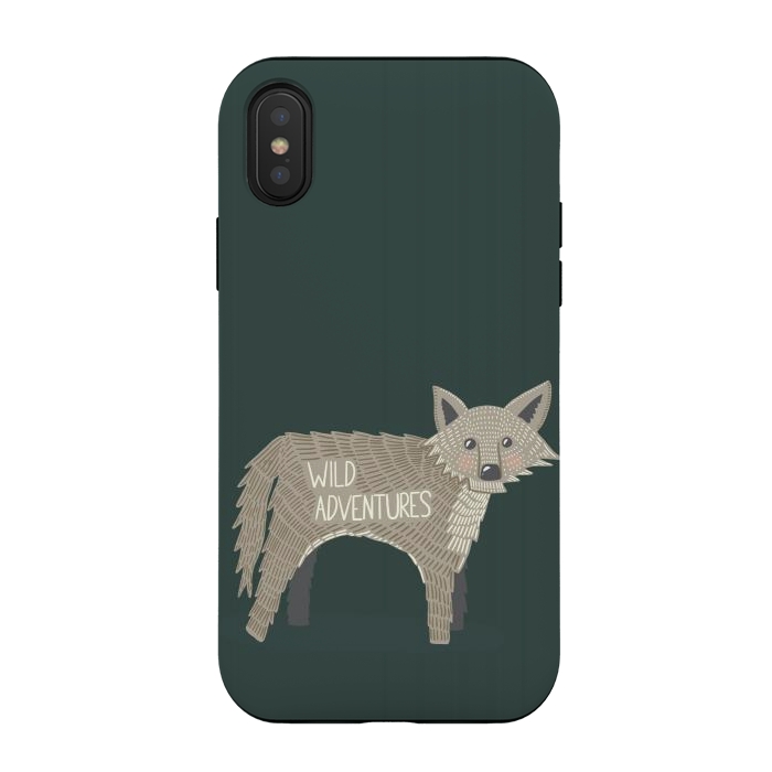 iPhone Xs / X StrongFit Wild Adventures Wolf  by Edith May