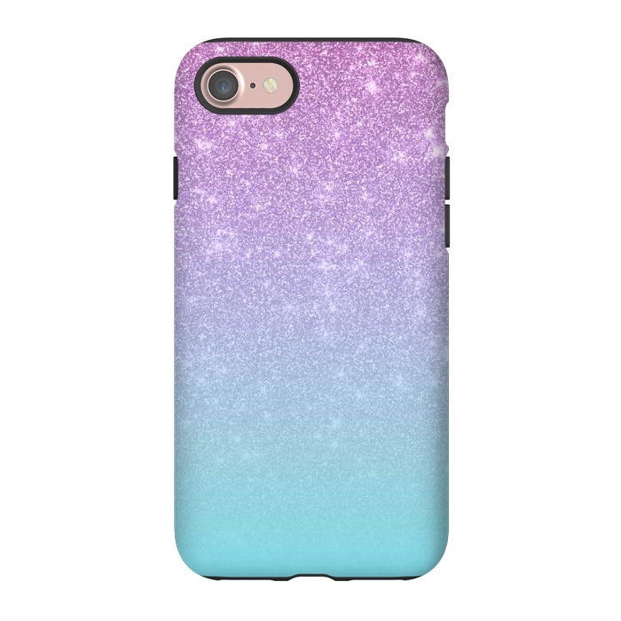 iPhone 7 StrongFit Girly Purple Blue Glitter Ombre Gradient by Julie Erin Designs