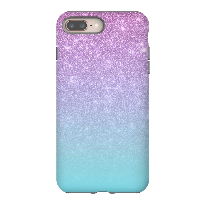 iPhone 7 plus StrongFit Girly Purple Blue Glitter Ombre Gradient by Julie Erin Designs