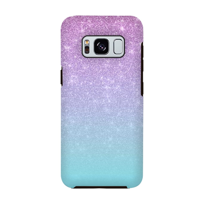 Galaxy S8 StrongFit Girly Purple Blue Glitter Ombre Gradient by Julie Erin Designs