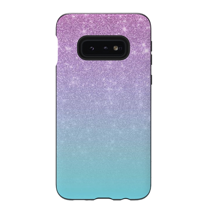Galaxy S10e StrongFit Girly Purple Blue Glitter Ombre Gradient by Julie Erin Designs