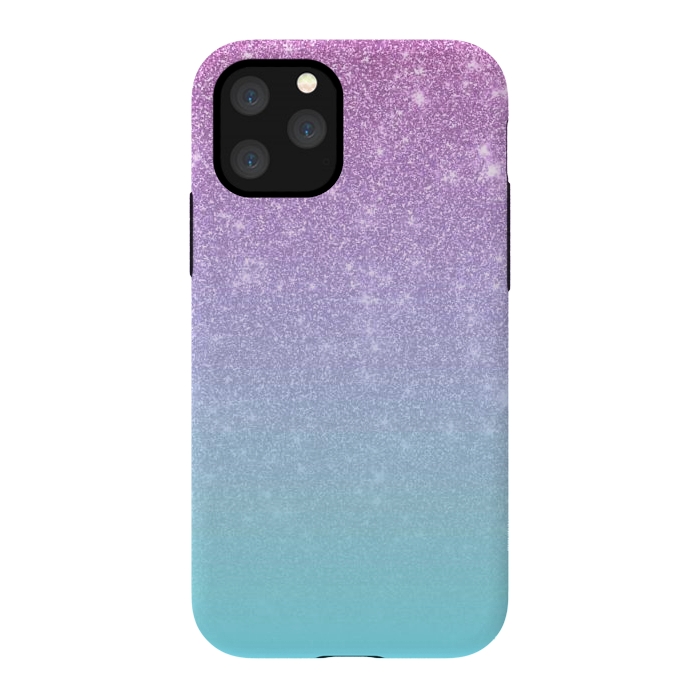 iPhone 11 Pro StrongFit Girly Purple Blue Glitter Ombre Gradient by Julie Erin Designs