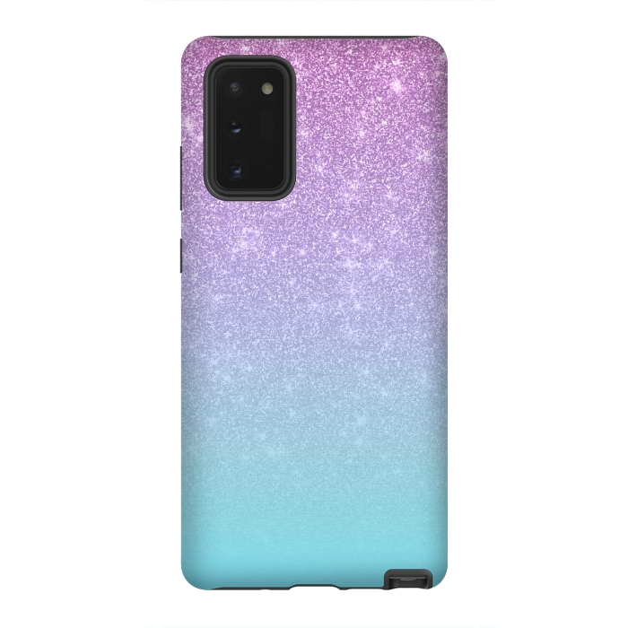 Galaxy Note 20 StrongFit Girly Purple Blue Glitter Ombre Gradient by Julie Erin Designs