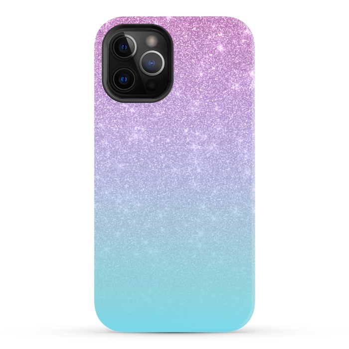 iPhone 12 Pro Max StrongFit Girly Purple Blue Glitter Ombre Gradient by Julie Erin Designs