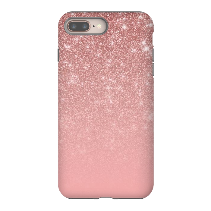 iPhone 7 plus StrongFit Glam Rose Gold Glitter Ombre by Julie Erin Designs