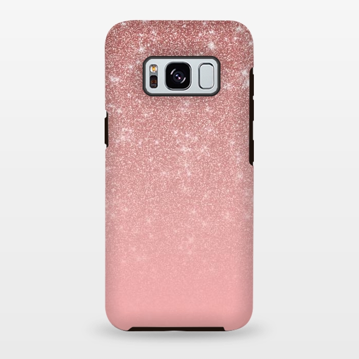 Galaxy S8 plus StrongFit Glam Rose Gold Glitter Ombre by Julie Erin Designs