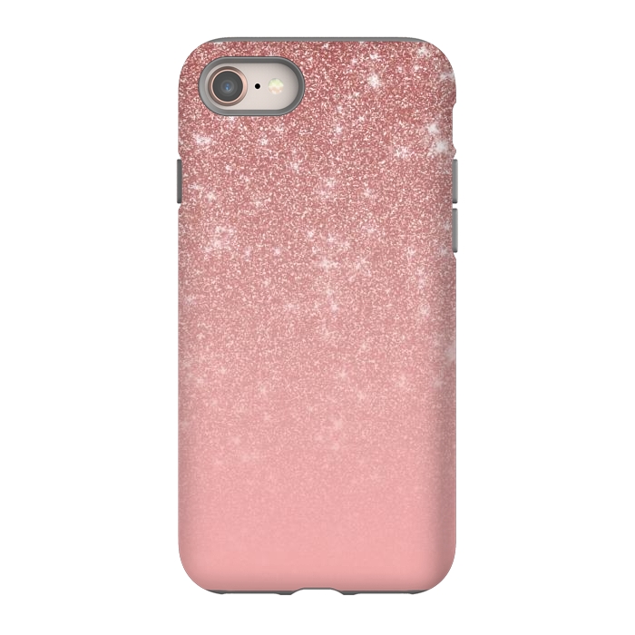 iPhone 8 StrongFit Glam Rose Gold Glitter Ombre by Julie Erin Designs
