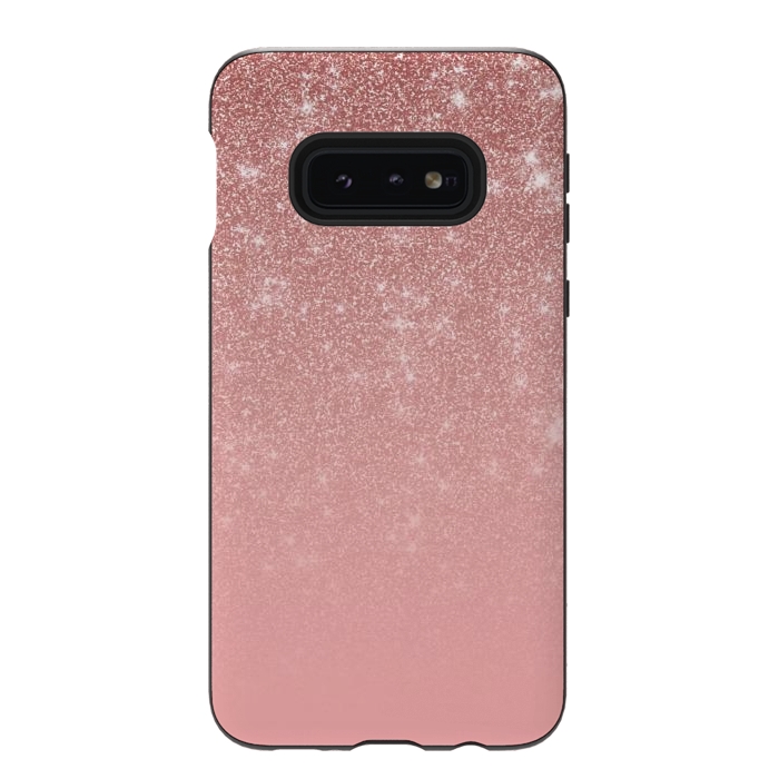 Galaxy S10e StrongFit Glam Rose Gold Glitter Ombre by Julie Erin Designs