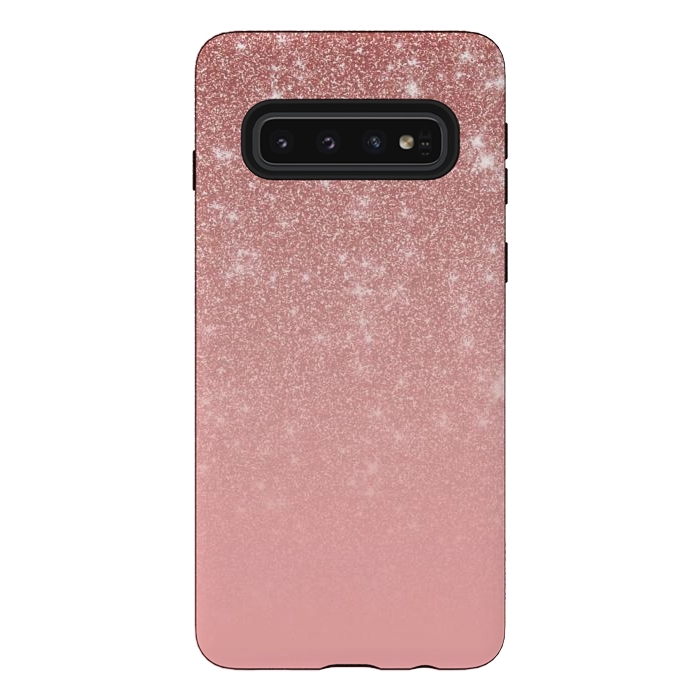 Galaxy S10 StrongFit Glam Rose Gold Glitter Ombre by Julie Erin Designs