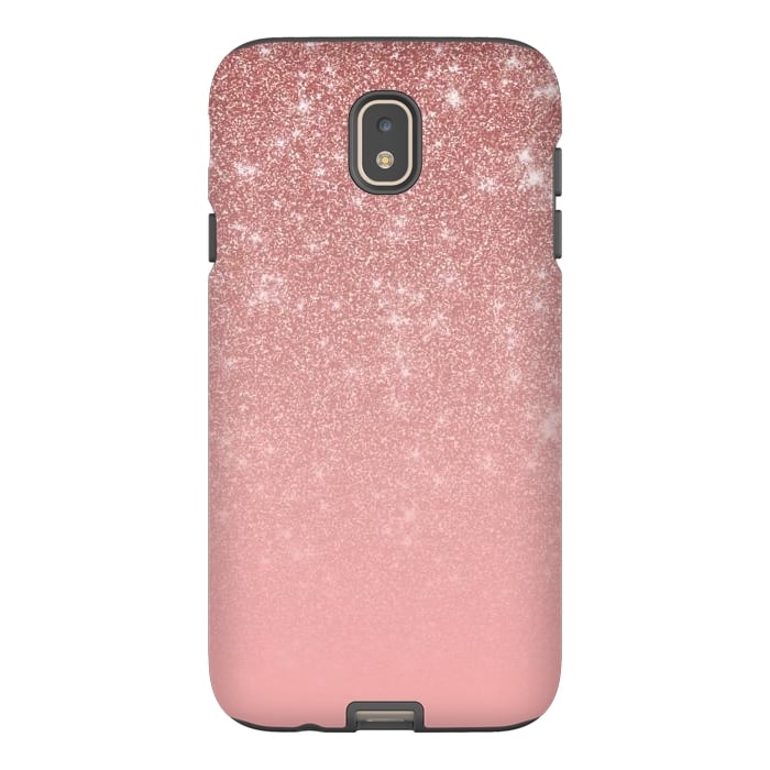 Galaxy J7 StrongFit Glam Rose Gold Glitter Ombre by Julie Erin Designs