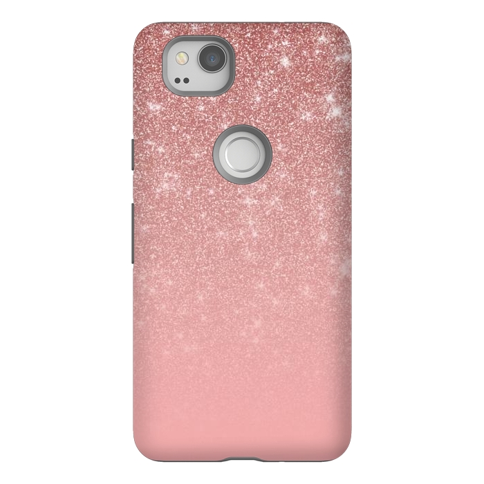 Pixel 2 StrongFit Glam Rose Gold Glitter Ombre by Julie Erin Designs