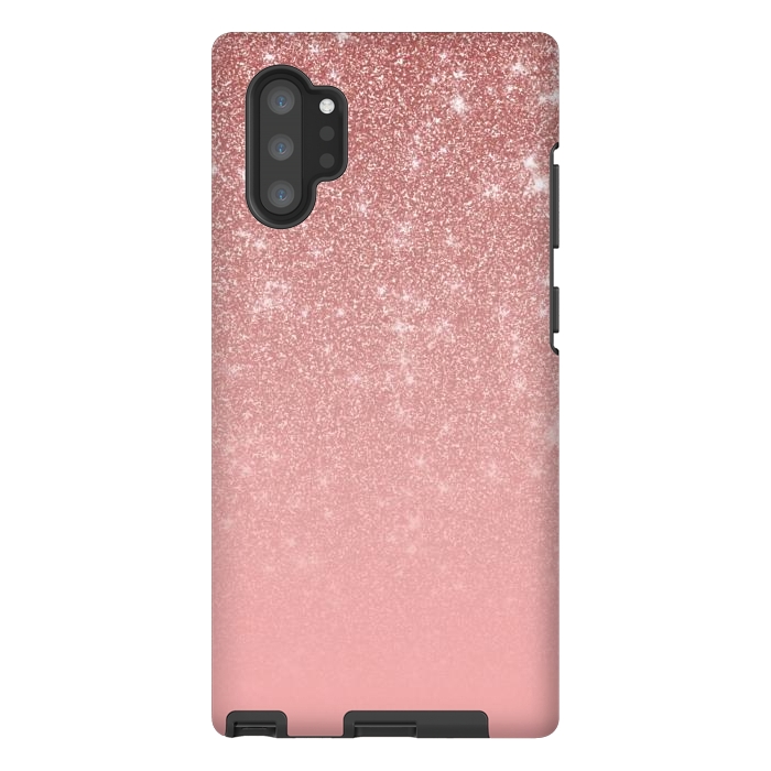 Galaxy Note 10 plus StrongFit Glam Rose Gold Glitter Ombre by Julie Erin Designs