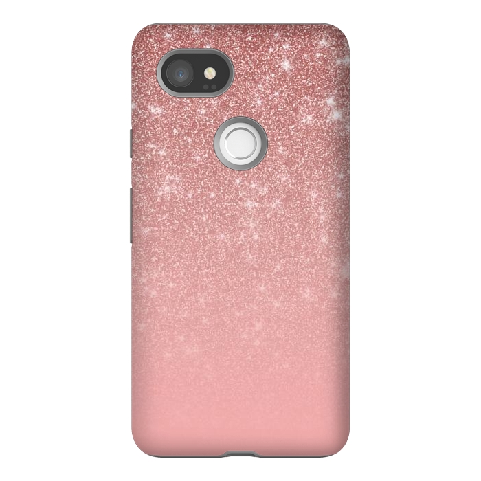 Pixel 2XL StrongFit Glam Rose Gold Glitter Ombre by Julie Erin Designs