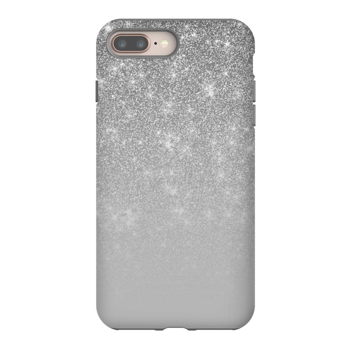 iPhone 7 plus StrongFit Glam Silver Glitter Grey Ombre Gradient by Julie Erin Designs