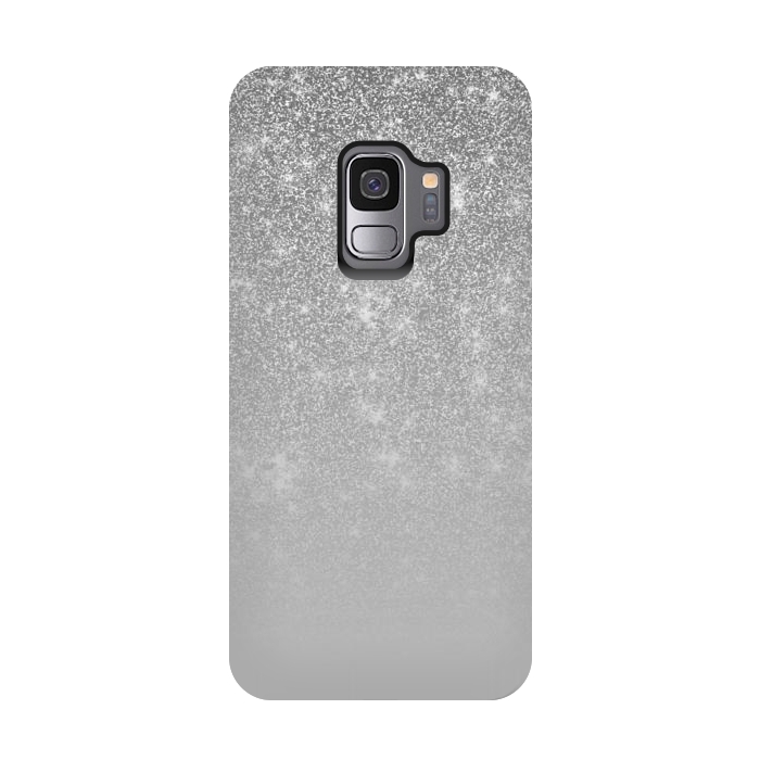 Galaxy S9 StrongFit Glam Silver Glitter Grey Ombre Gradient by Julie Erin Designs