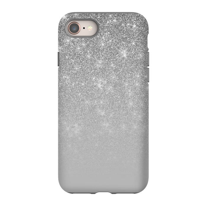 iPhone 8 StrongFit Glam Silver Glitter Grey Ombre Gradient by Julie Erin Designs
