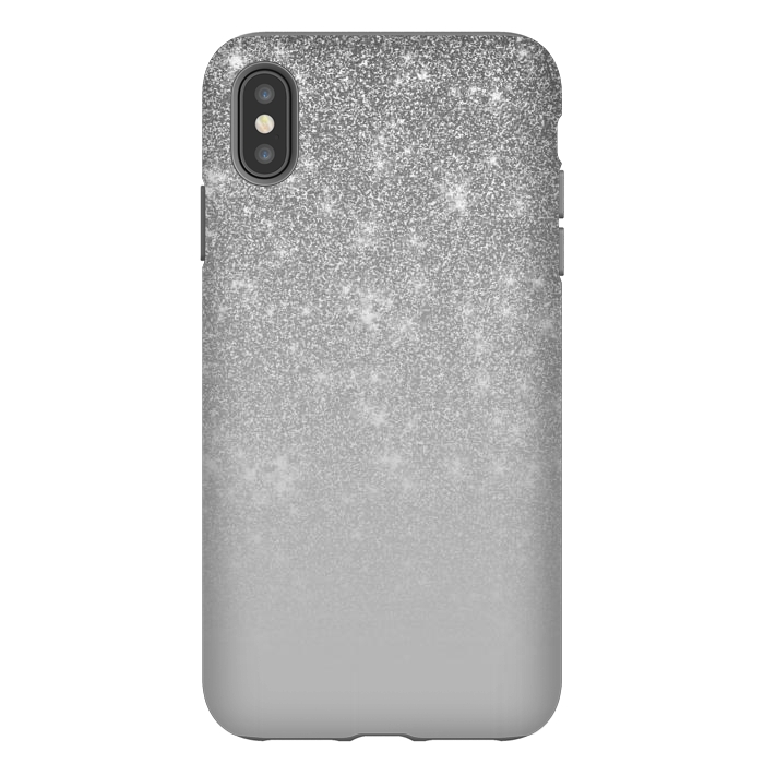 iPhone Xs Max StrongFit Glam Silver Glitter Grey Ombre Gradient by Julie Erin Designs