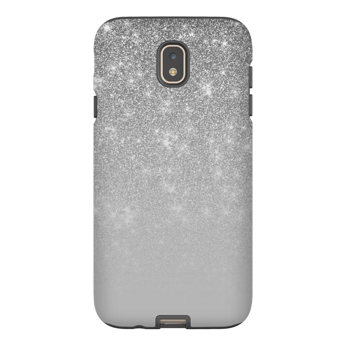 Galaxy J7 StrongFit Glam Silver Glitter Grey Ombre Gradient by Julie Erin Designs