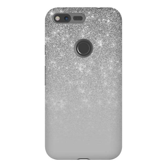 Pixel XL StrongFit Glam Silver Glitter Grey Ombre Gradient by Julie Erin Designs