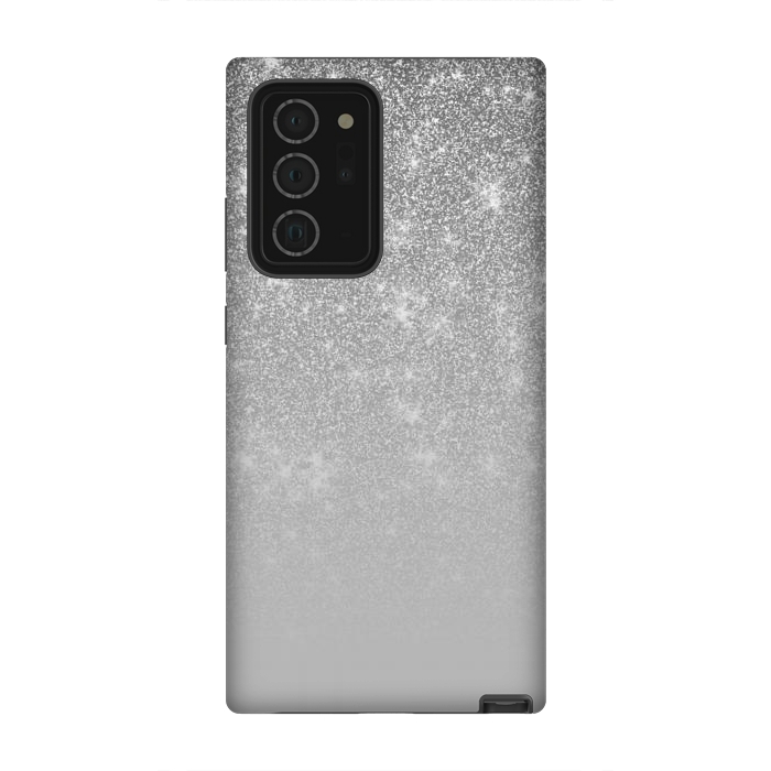 Galaxy Note 20 Ultra StrongFit Glam Silver Glitter Grey Ombre Gradient by Julie Erin Designs