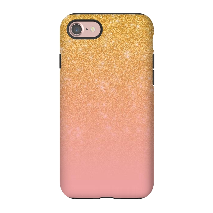 iPhone 7 StrongFit Girly Gold and Pink Glitter Ombre Gradient by Julie Erin Designs