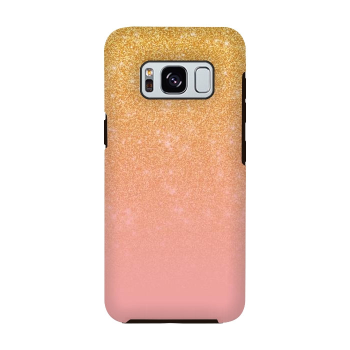 Galaxy S8 StrongFit Girly Gold and Pink Glitter Ombre Gradient by Julie Erin Designs