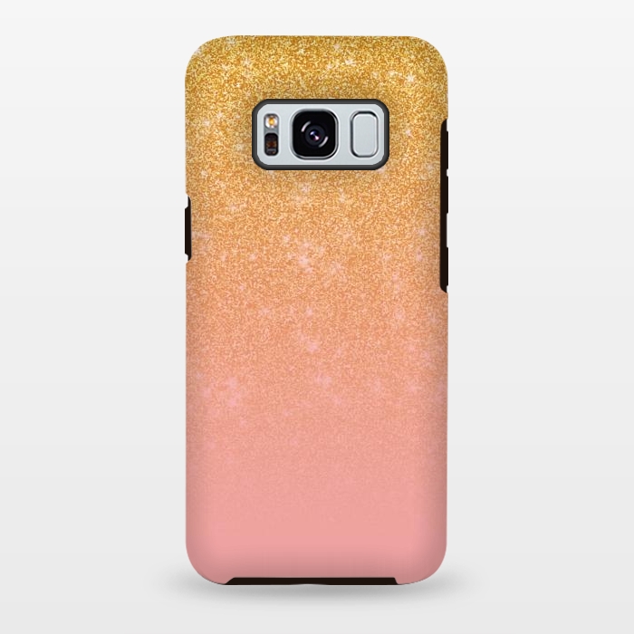 Galaxy S8 plus StrongFit Girly Gold and Pink Glitter Ombre Gradient by Julie Erin Designs