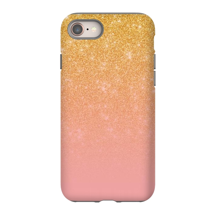 iPhone 8 StrongFit Girly Gold and Pink Glitter Ombre Gradient by Julie Erin Designs