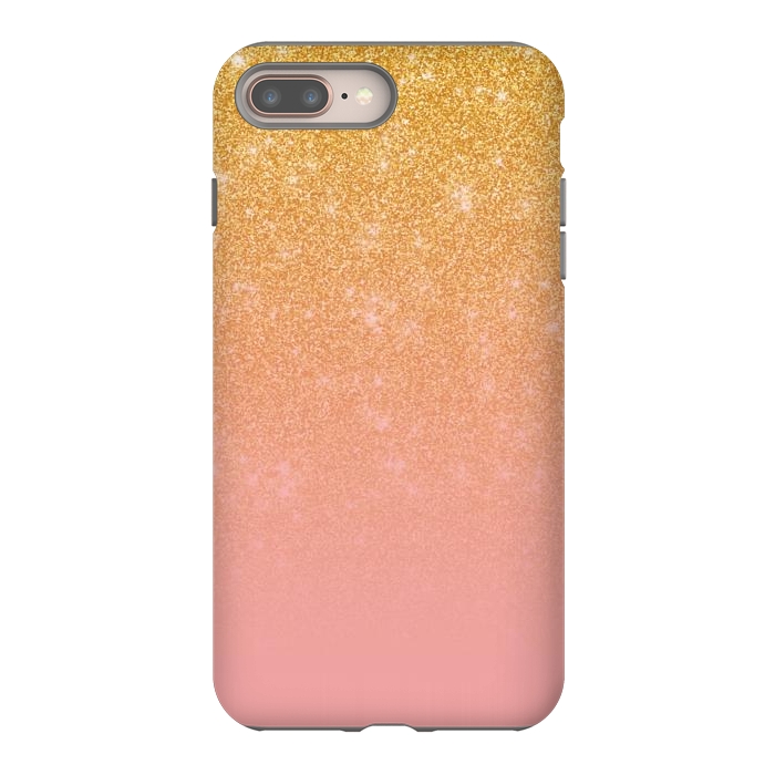 iPhone 8 plus StrongFit Girly Gold and Pink Glitter Ombre Gradient by Julie Erin Designs
