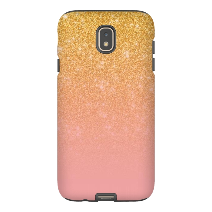 Galaxy J7 StrongFit Girly Gold and Pink Glitter Ombre Gradient by Julie Erin Designs