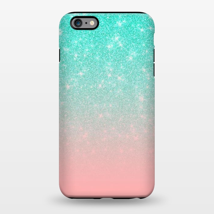 iPhone 6/6s plus StrongFit Girly Pastel Blue Pink Glitter Ombre Gradient by Julie Erin Designs