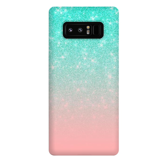 Galaxy Note 8 StrongFit Girly Pastel Blue Pink Glitter Ombre Gradient by Julie Erin Designs
