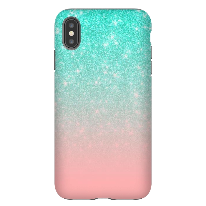 iPhone Xs Max StrongFit Girly Pastel Blue Pink Glitter Ombre Gradient by Julie Erin Designs