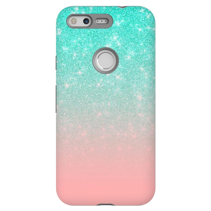 Pixel StrongFit Girly Pastel Blue Pink Glitter Ombre Gradient by Julie Erin Designs
