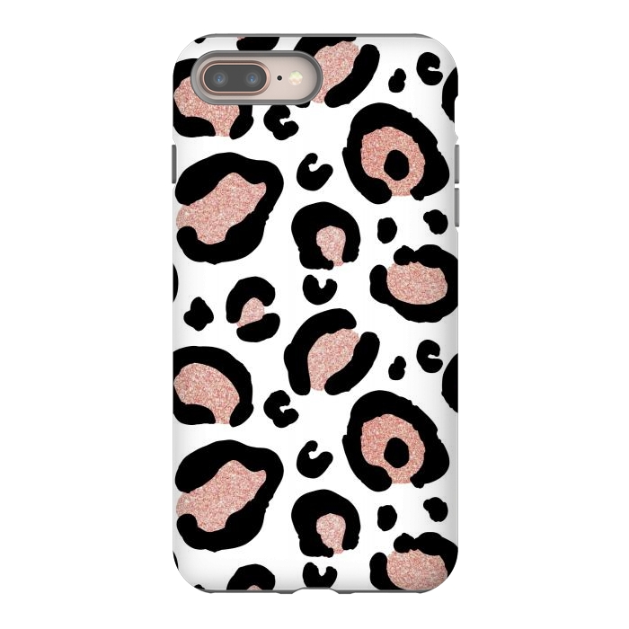 iPhone 7 plus StrongFit Rose Gold Glitter Leopard Print by Julie Erin Designs