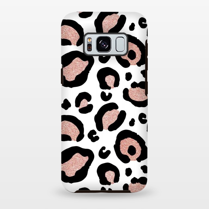 Galaxy S8 plus StrongFit Rose Gold Glitter Leopard Print by Julie Erin Designs