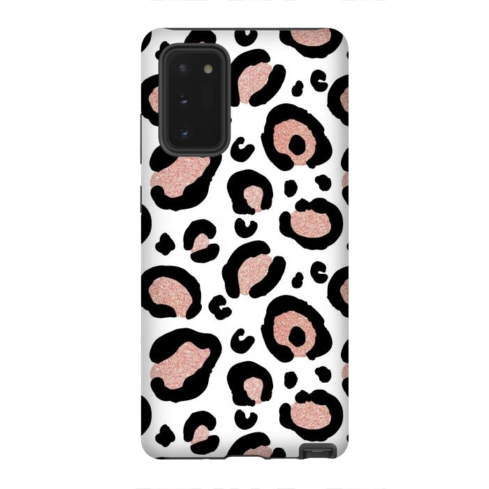 Galaxy Note 20 StrongFit Rose Gold Glitter Leopard Print by Julie Erin Designs