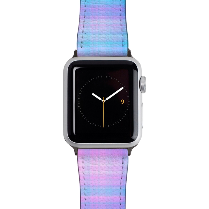 Watch 42mm / 44mm Strap PU leather Girly Pastel Plaid Blue Pink by Julie Erin Designs