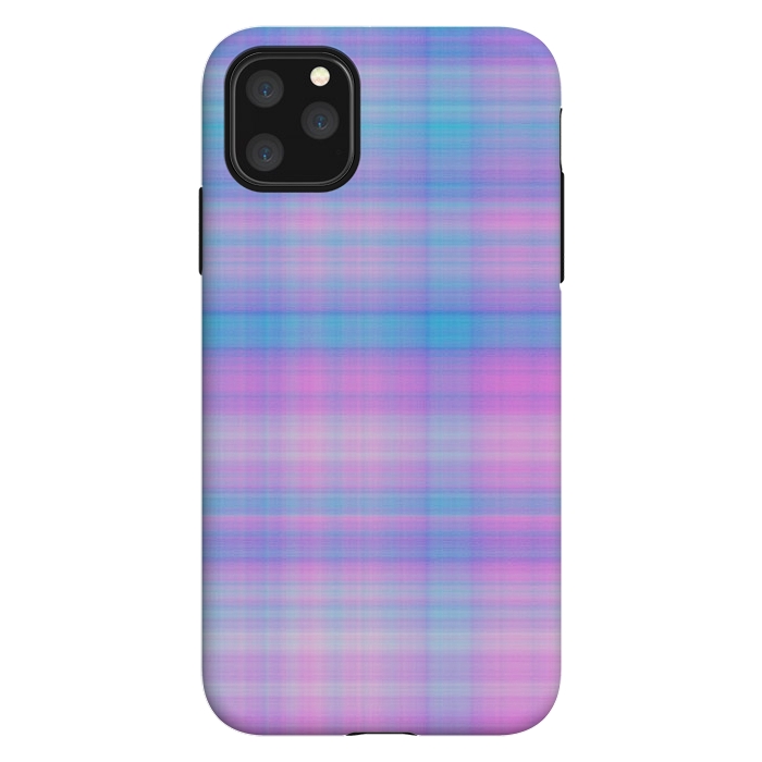 iPhone 11 Pro Max StrongFit Girly Pastel Plaid Blue Pink by Julie Erin Designs