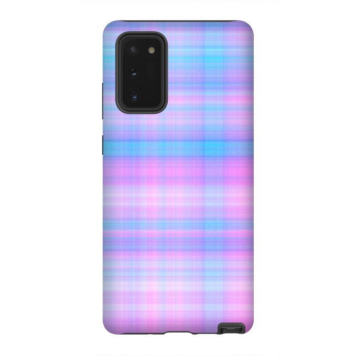 Galaxy Note 20 StrongFit Girly Pastel Plaid Blue Pink by Julie Erin Designs