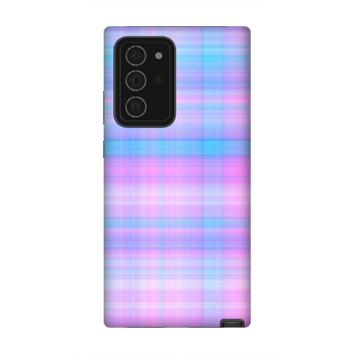 Galaxy Note 20 Ultra StrongFit Girly Pastel Plaid Blue Pink by Julie Erin Designs
