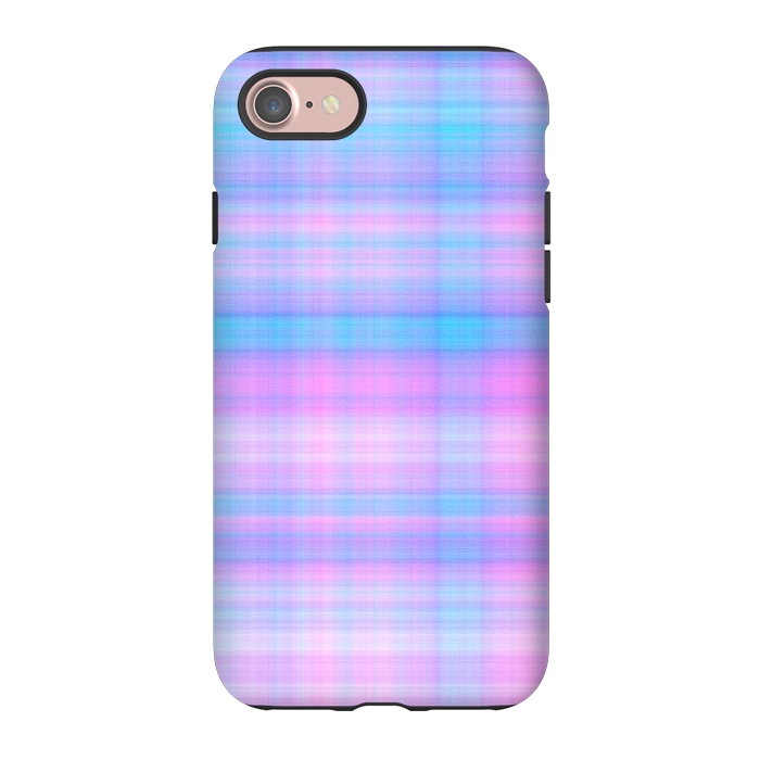 iPhone 7 StrongFit Girly Pastel Plaid Blue Pink by Julie Erin Designs